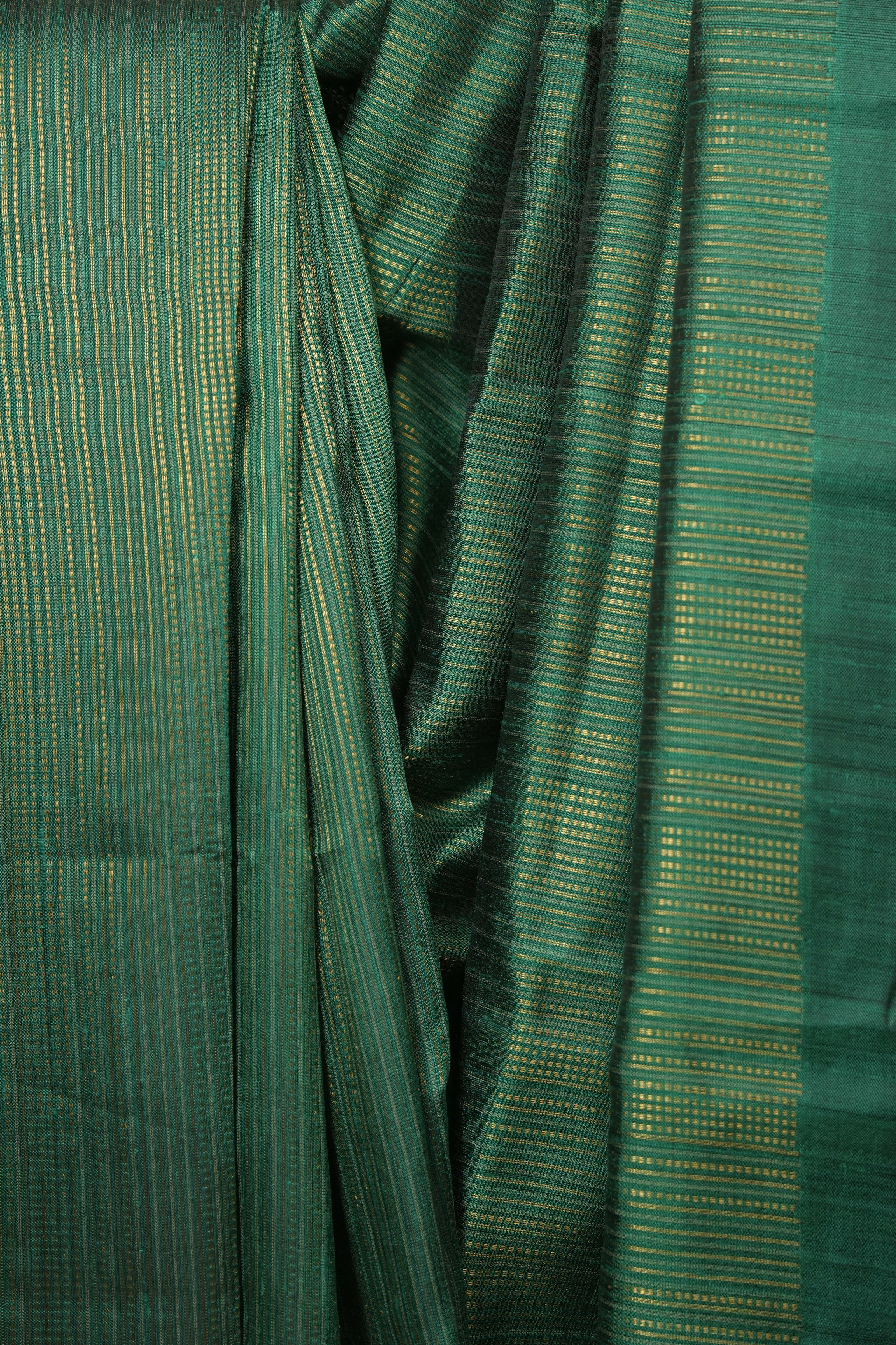 Dark Green Raw Silk Saree - SRDGRSS1026