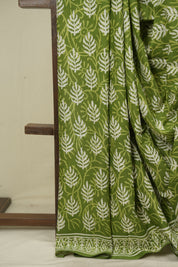 Parrot Green HBP Cotton Saree - SRPGCS3641