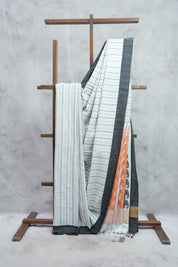 Off-White Bengal Cotton Jamdani Saree-SROWBCJS177