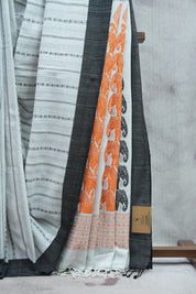 Off-White Bengal Cotton Jamdani Saree-SROWBCJS177