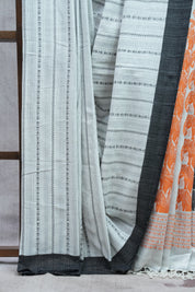 Off-White Bengal Cotton Jamdani Saree-SROWBCJS177