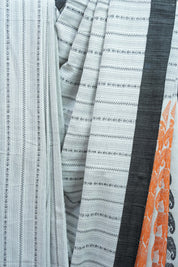 Off-White Bengal Cotton Jamdani Saree-SROWBCJS177
