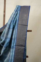 Jeans Blue Printed Tussar Silk Saree - SRJBPTSS010
