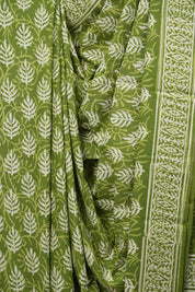 Parrot Green HBP Cotton Saree - SRPGCS3641