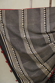 Black HBP Cotton Saree- SRBCS3270