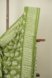 Parrot Green HBP Cotton Saree - SRPGCS3641