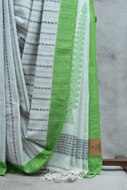 White Bengal Cotton Jamdani Saree-SRWBCJS171