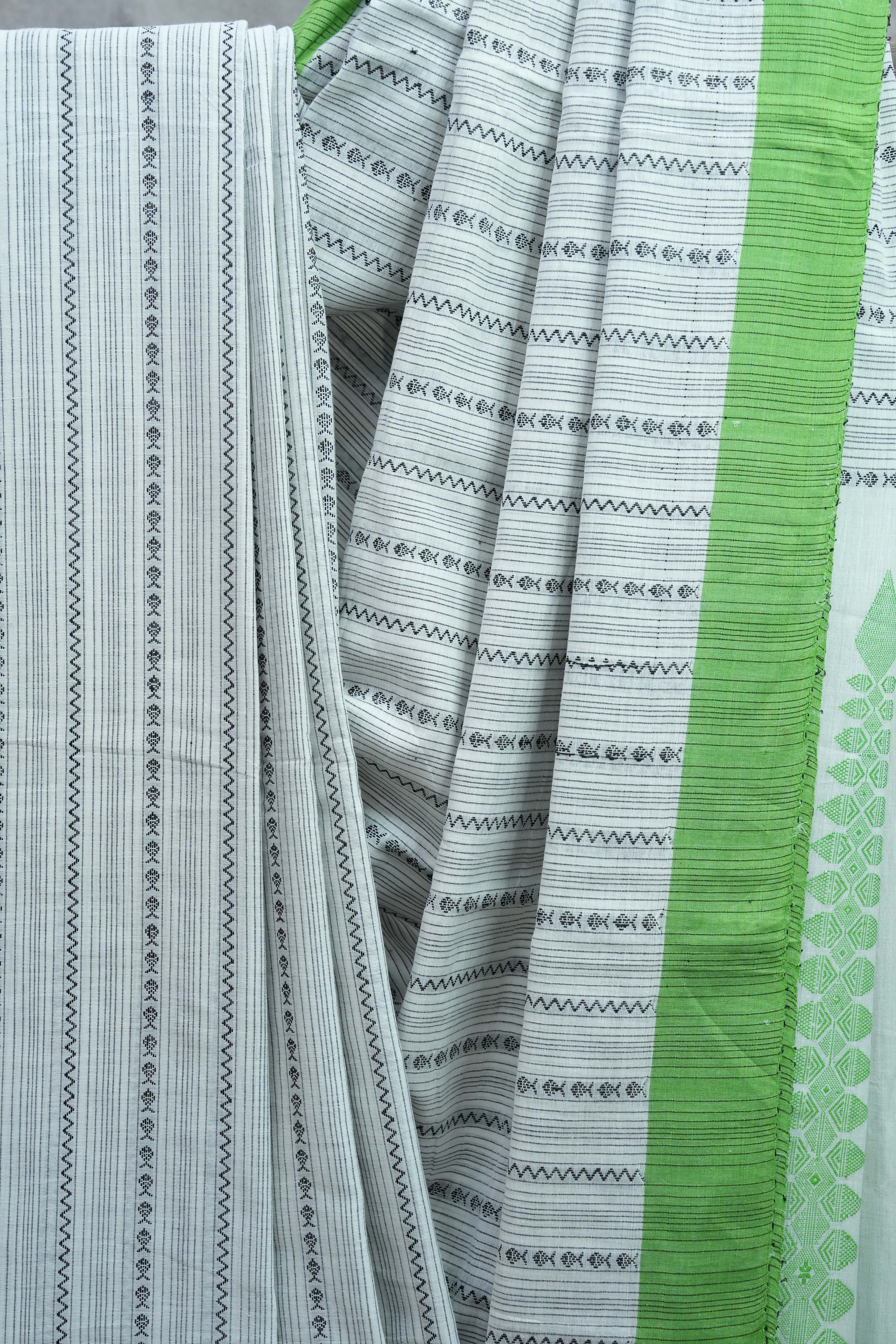 White Bengal Cotton Jamdani Saree-SRWBCJS171