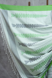 White Bengal Cotton Jamdani Saree-SRWBCJS171