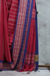 Red Bengal Cotton Jamdani Saree-SRRBCJS173