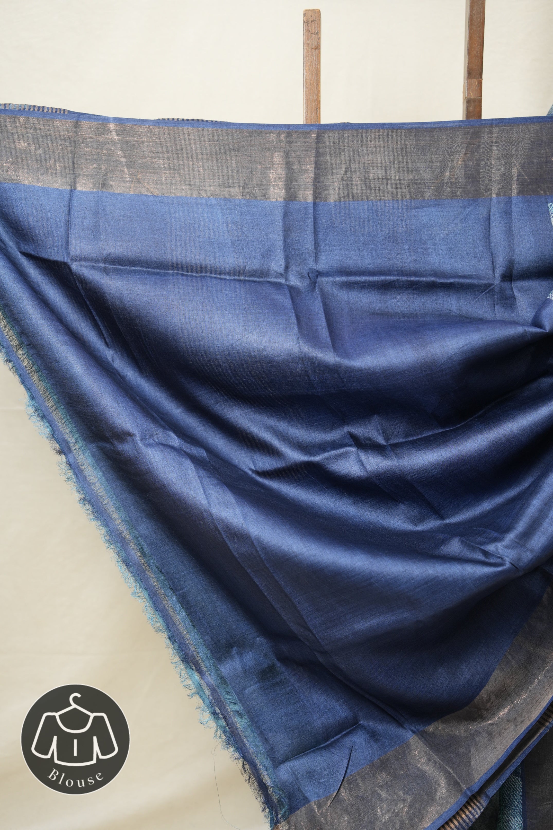 Jeans Blue Printed Tussar Silk Saree - SRJBPTSS010
