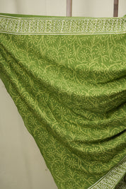 Parrot Green HBP Cotton Saree - SRPGCS3641
