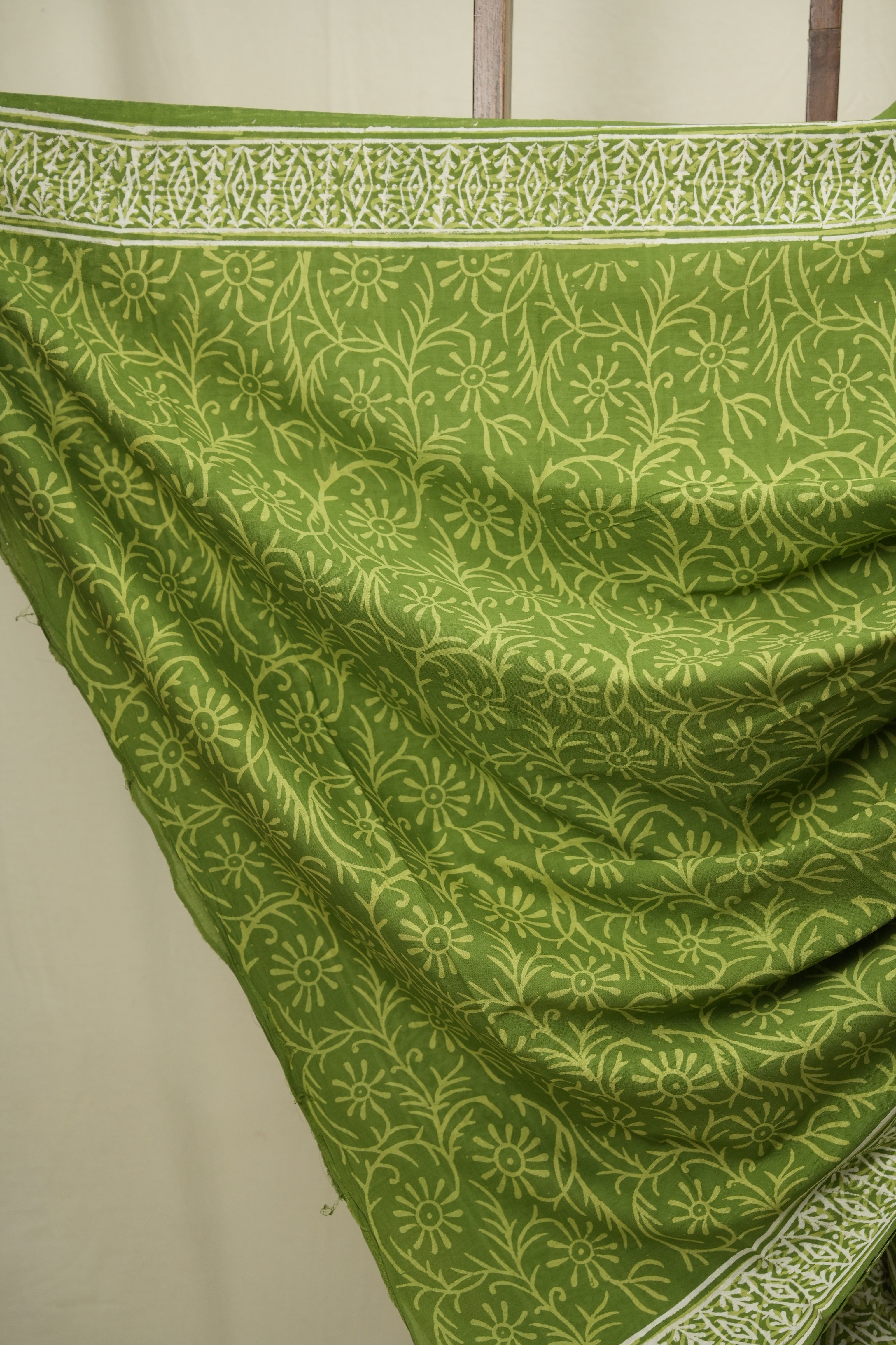 Parrot Green HBP Cotton Saree - SRPGCS3641