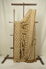 Olive Brown HBP Cotton Saree - SROBCS3640