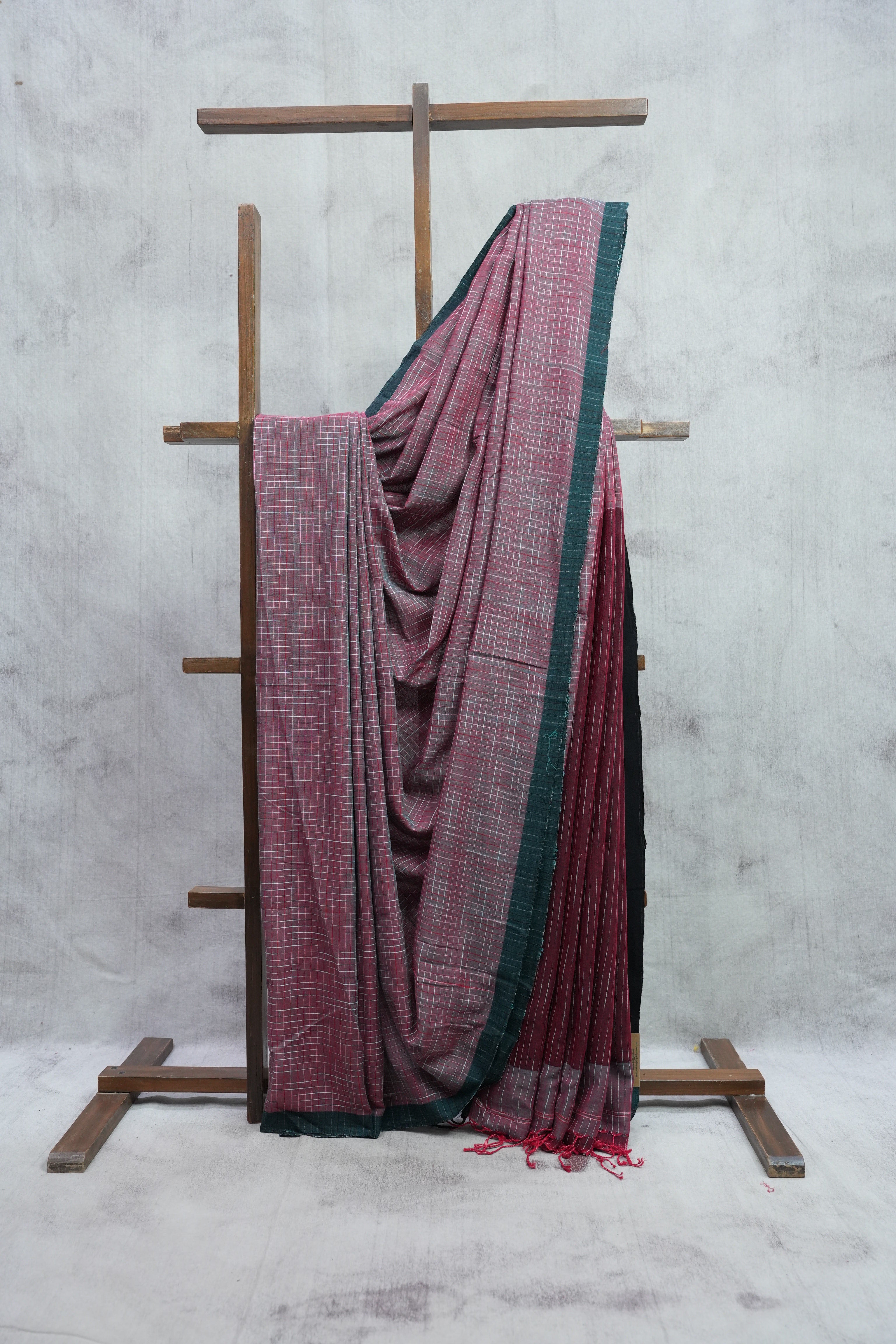 Maroon Bengal Mul Cotton Saree - SRMBMCS12