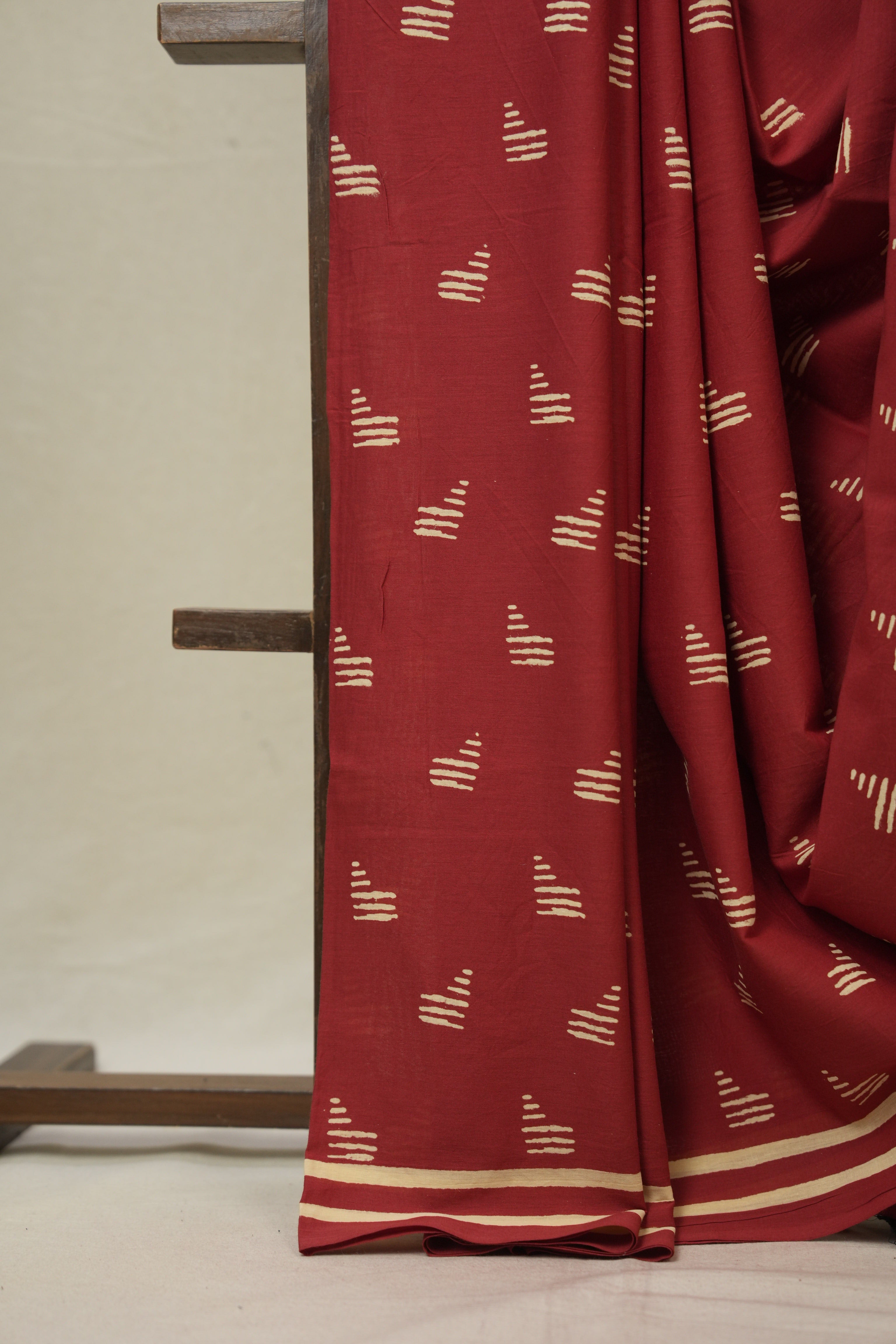 Maroon HBP Cotton Saree - SRMCS3282