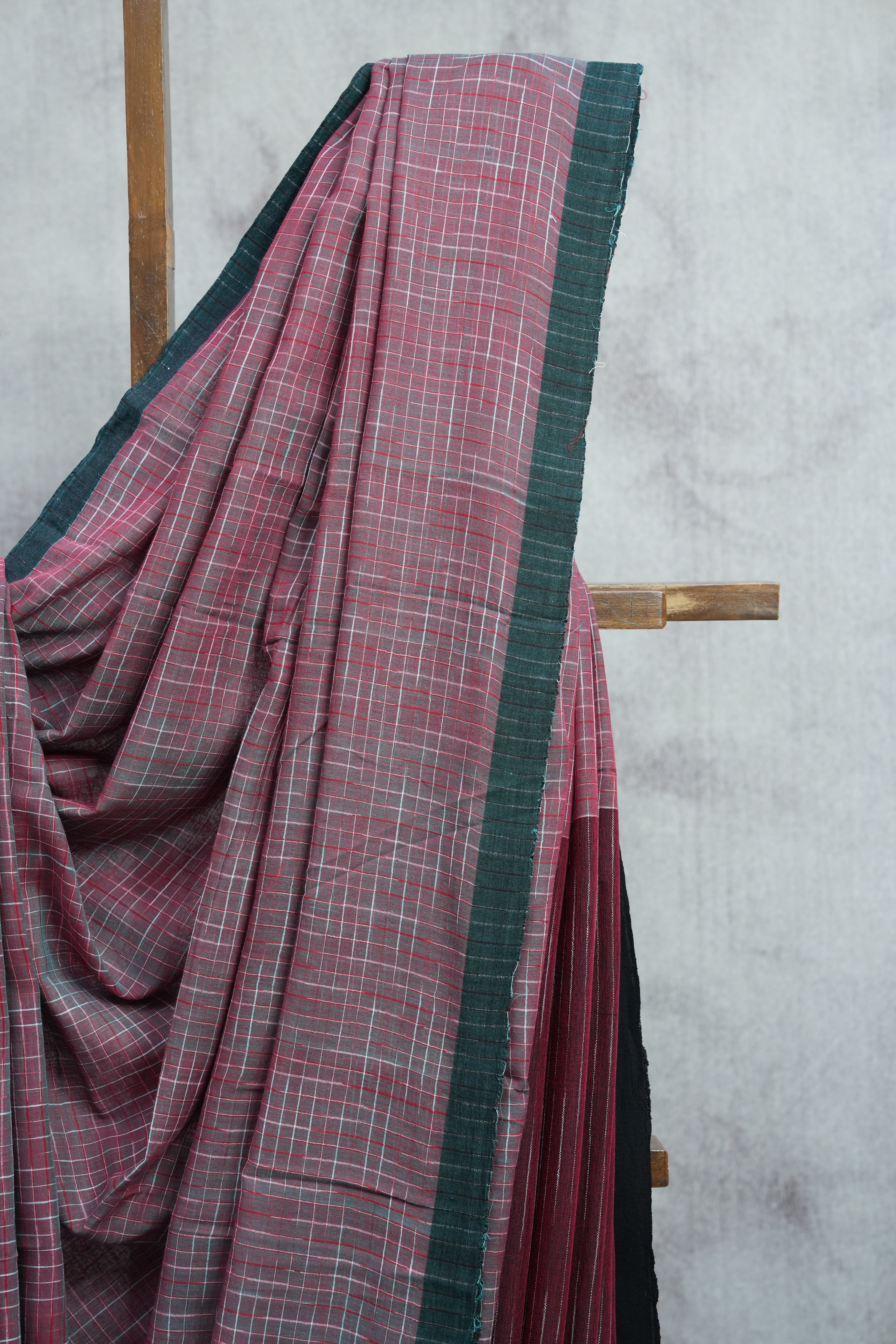 Maroon Bengal Mul Cotton Saree - SRMBMCS12