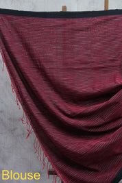 Maroon Bengal Mul Cotton Saree - SRMBMCS12