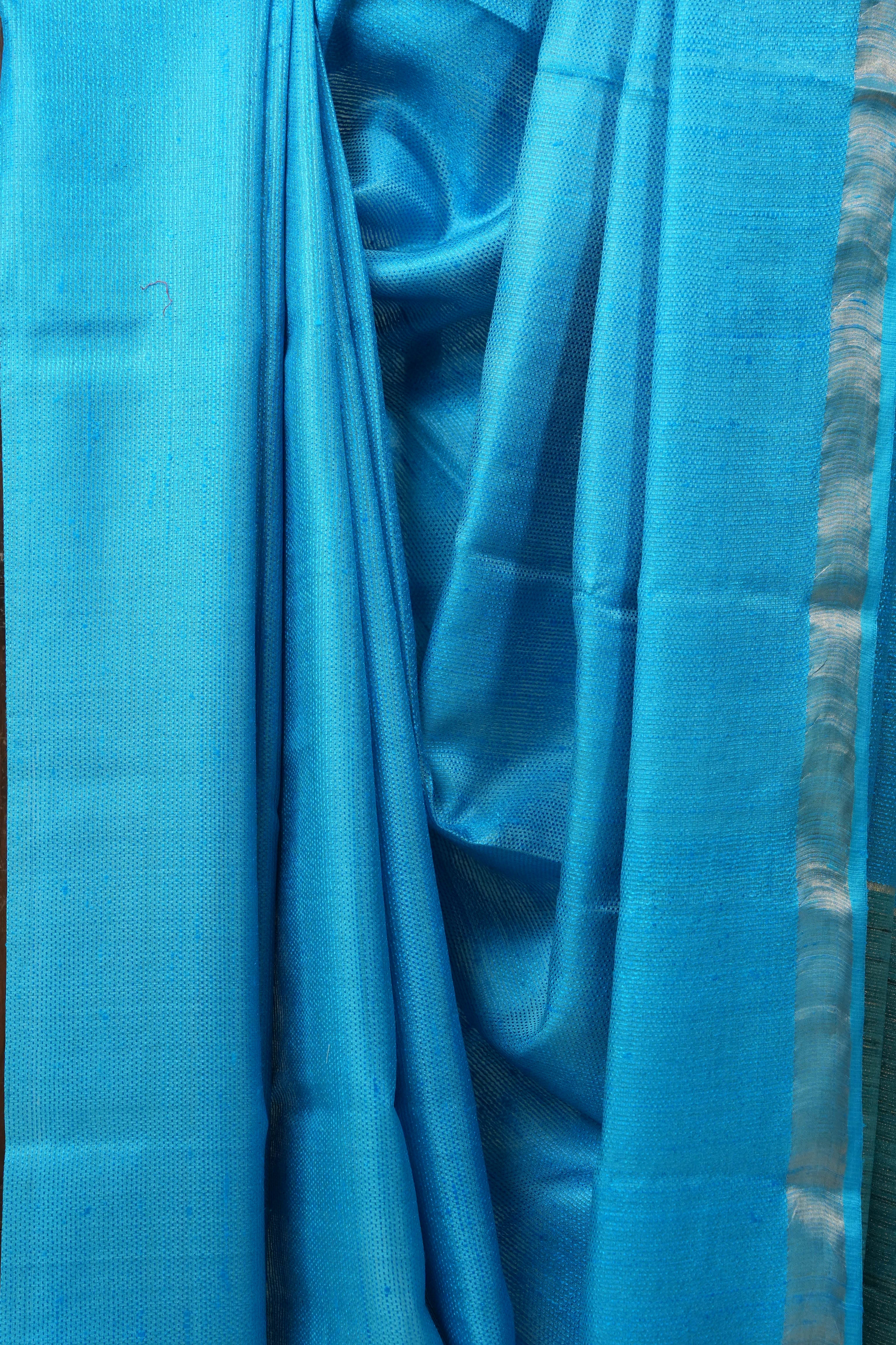 Blue Tussar Silk Saree - SRBTSS1346