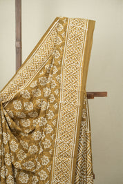 Olive Brown HBP Cotton Saree - SROBCS3640