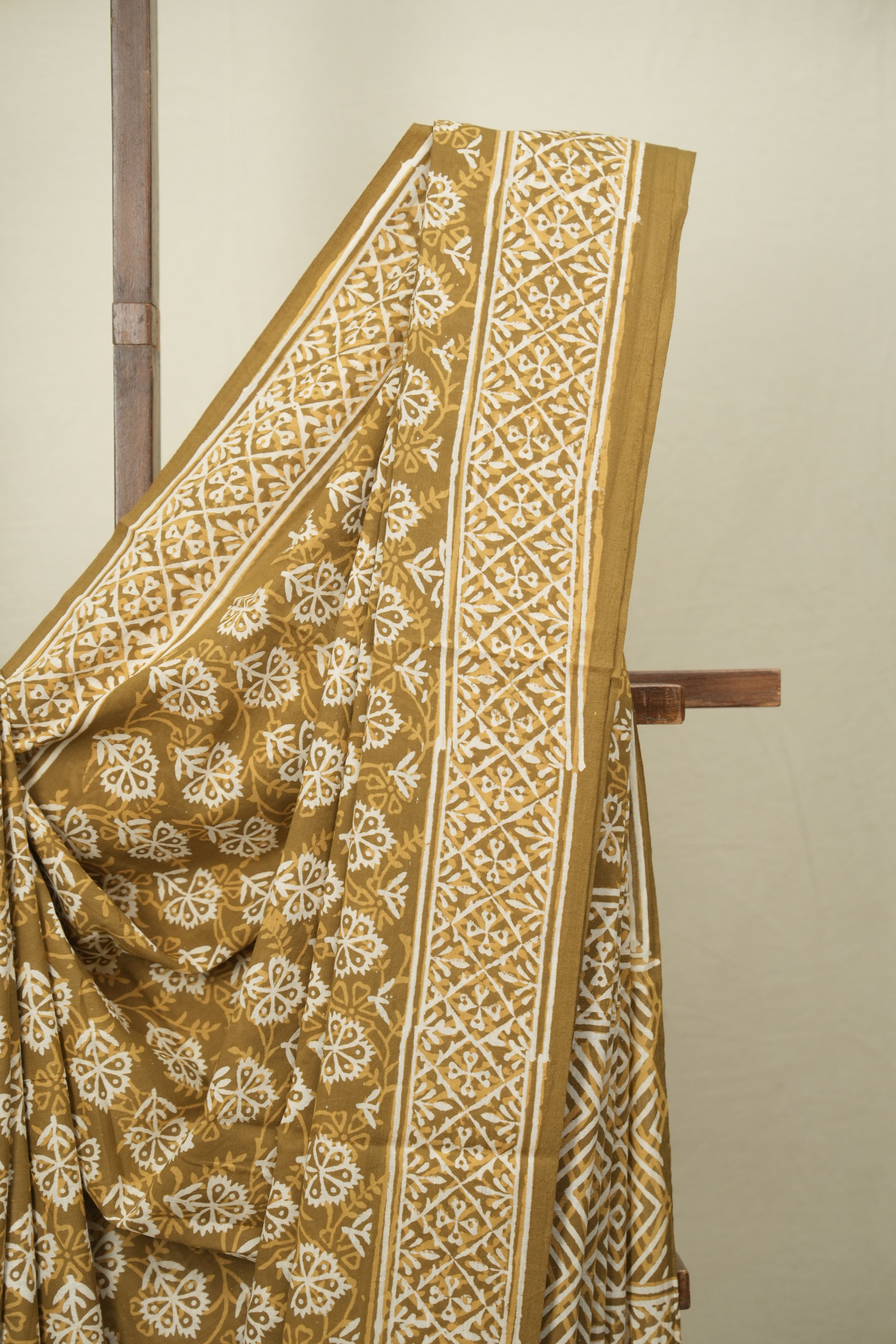Olive Brown HBP Cotton Saree - SROBCS3640
