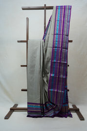 Ash Grey Kanjeevaram Silk Saree - SRAGKSS870