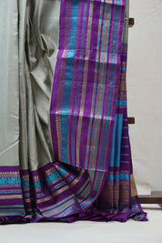Ash Grey Kanjeevaram Silk Saree - SRAGKSS870