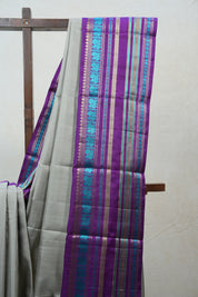 Ash Grey Kanjeevaram Silk Saree - SRAGKSS870