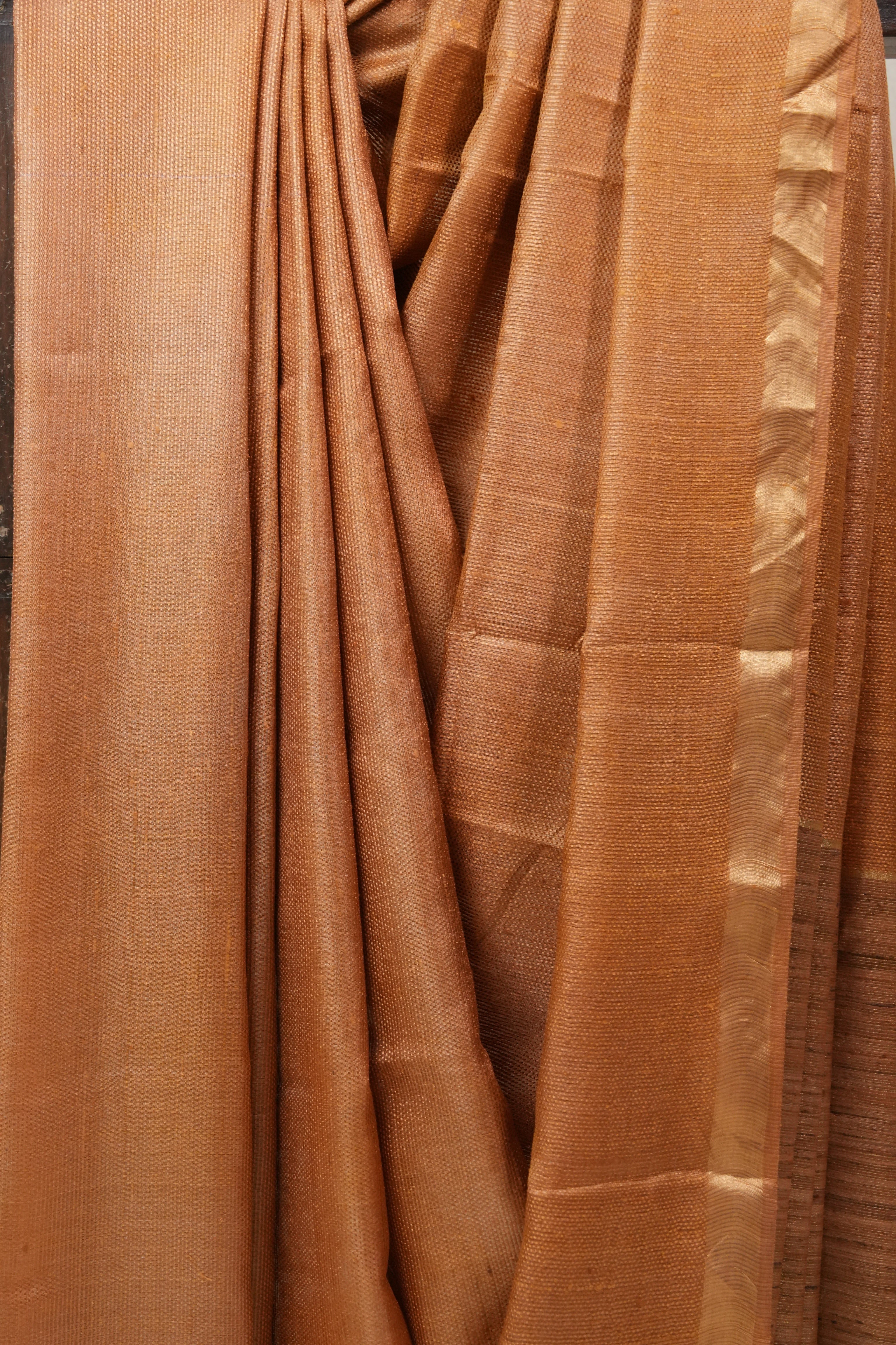 Orange Tussar Silk Saree - SROTSS1342