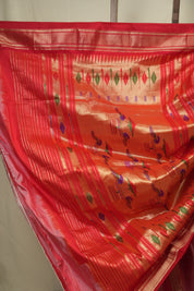 Pestle Red Silk Paithani Saree - SRPRSPS801