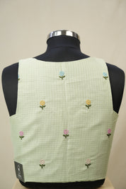 Pista Green Kota Silk Blouse - SRPGKSB11