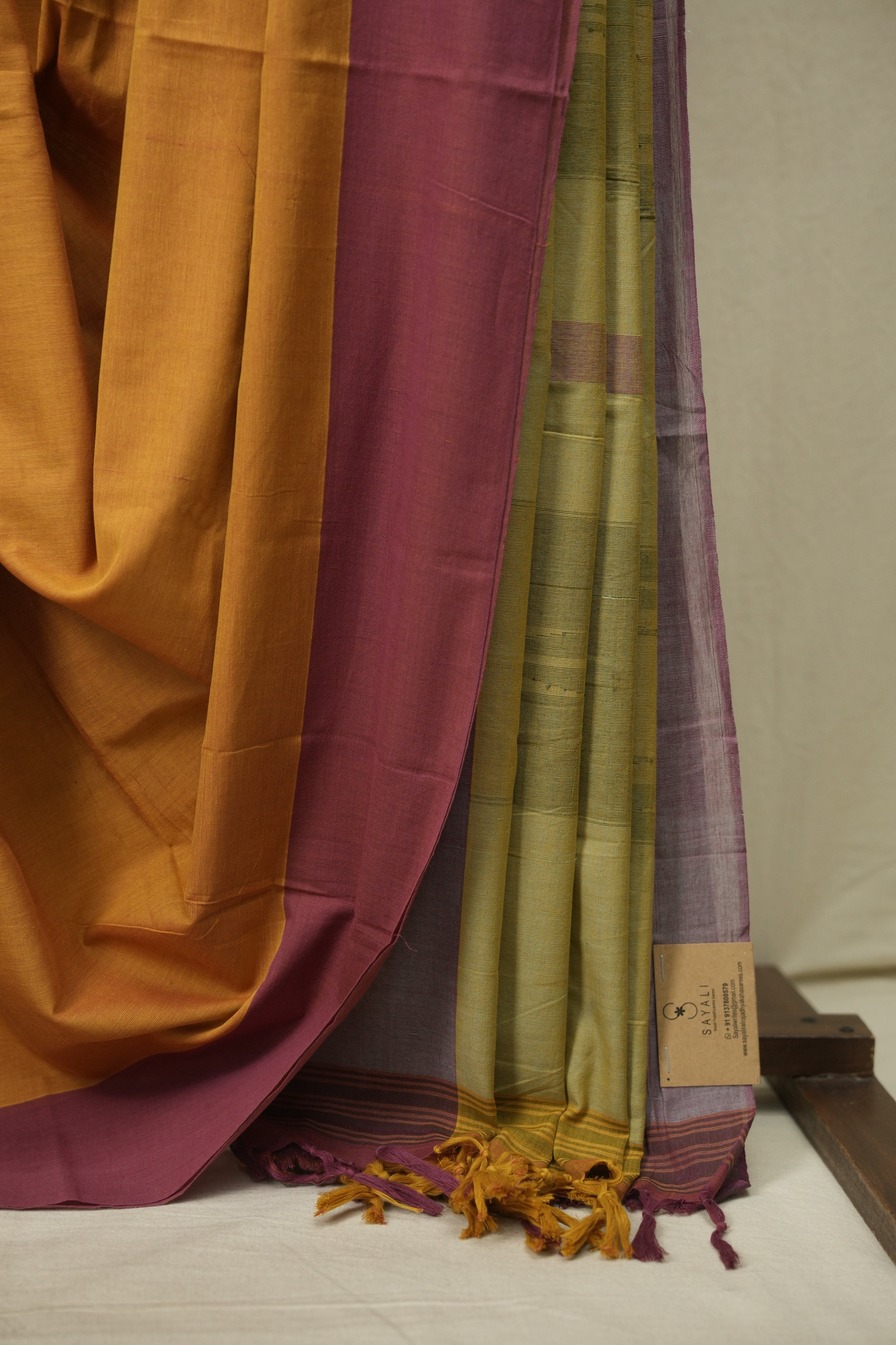 Mustard Yellow Cotton Ilkal Saree - SRMYCIS1069