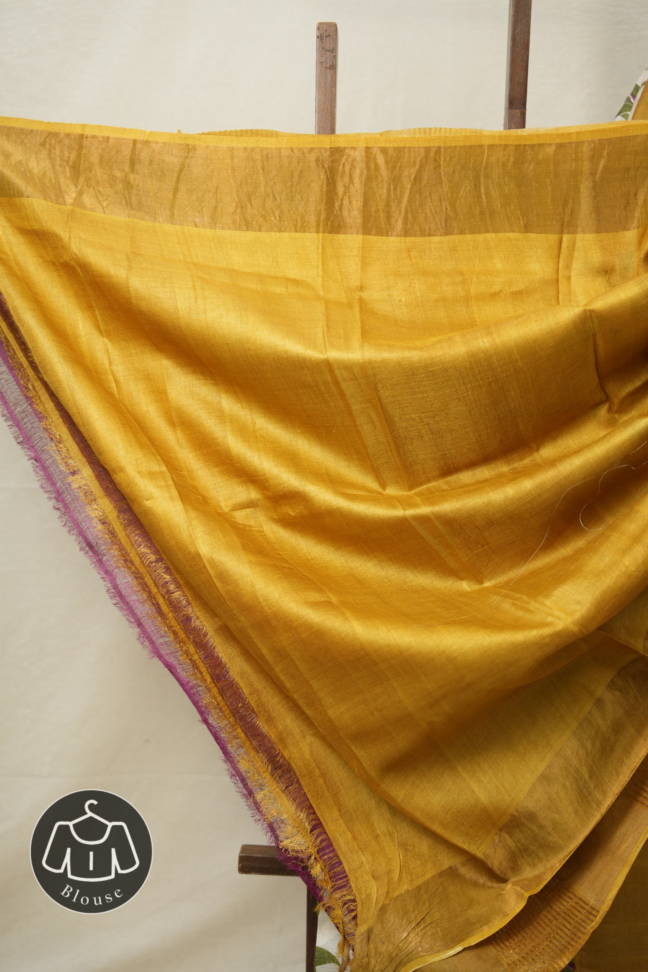 Yellow Pink Printed Tussar Silk Saree - SRYPPTSS009