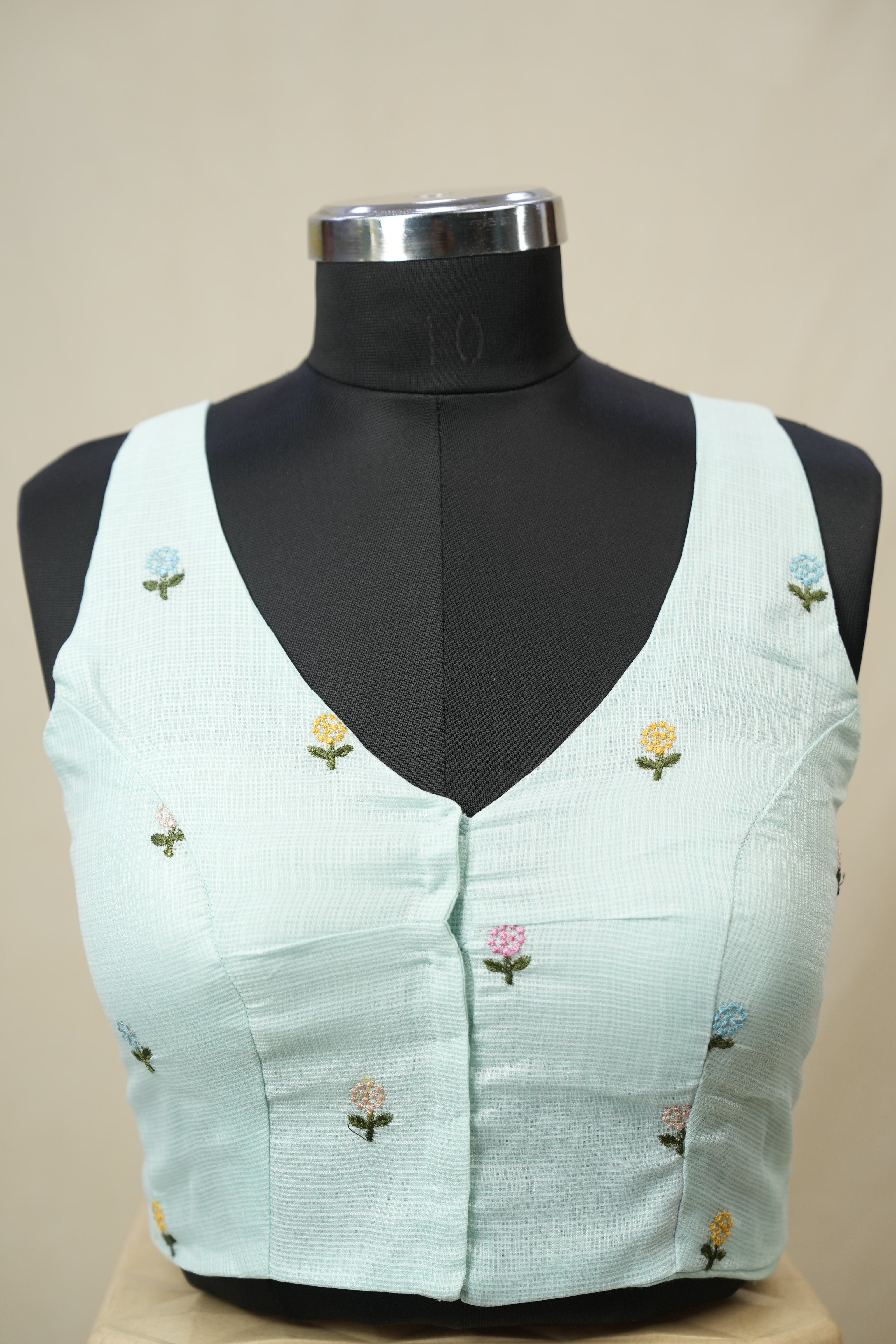 Light Aqua Kota Silk Blouse - SRLAKSB10