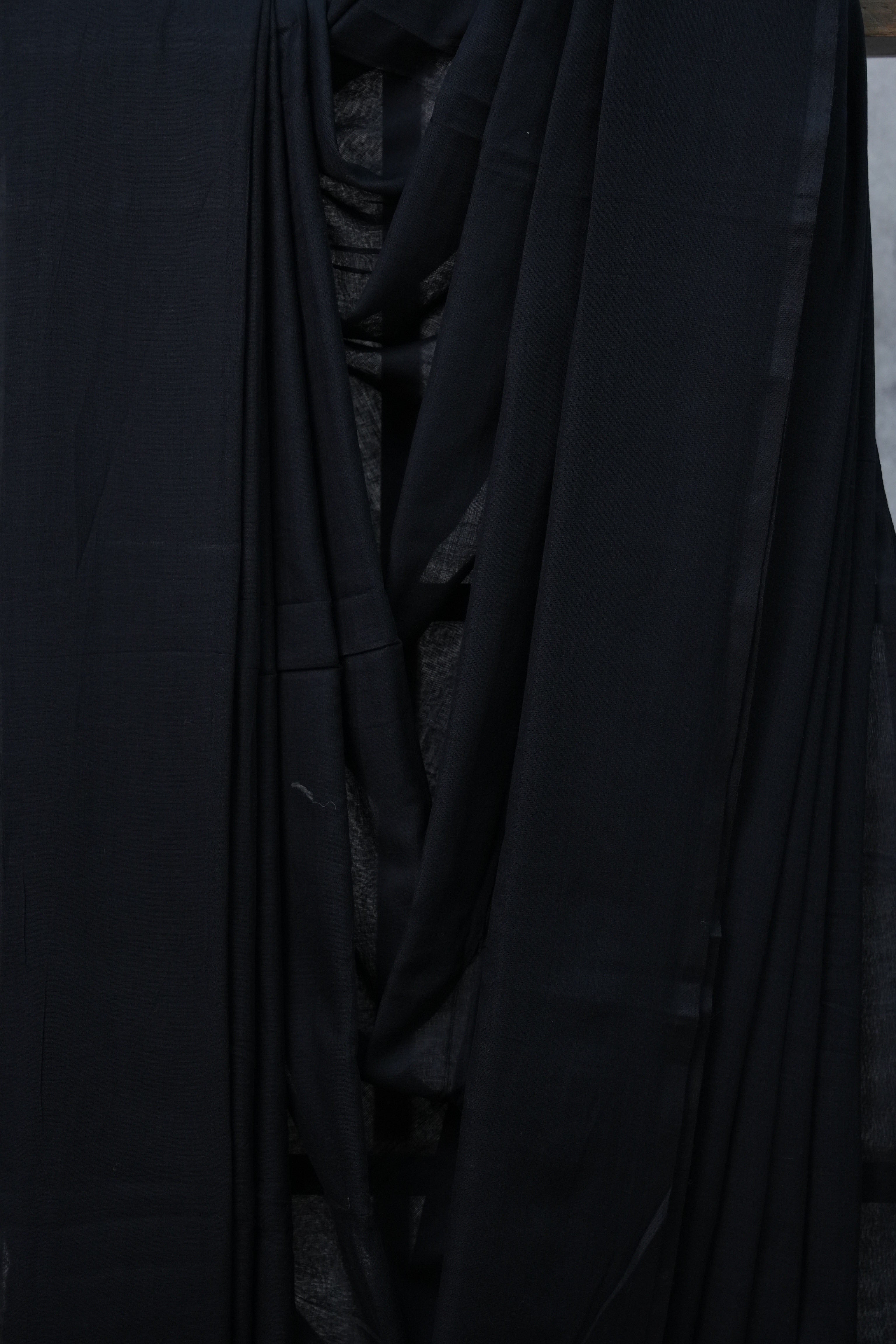 Black Mul Cotton Saree-SRBMCS5