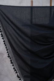 Black Mul Cotton Saree-SRBMCS5