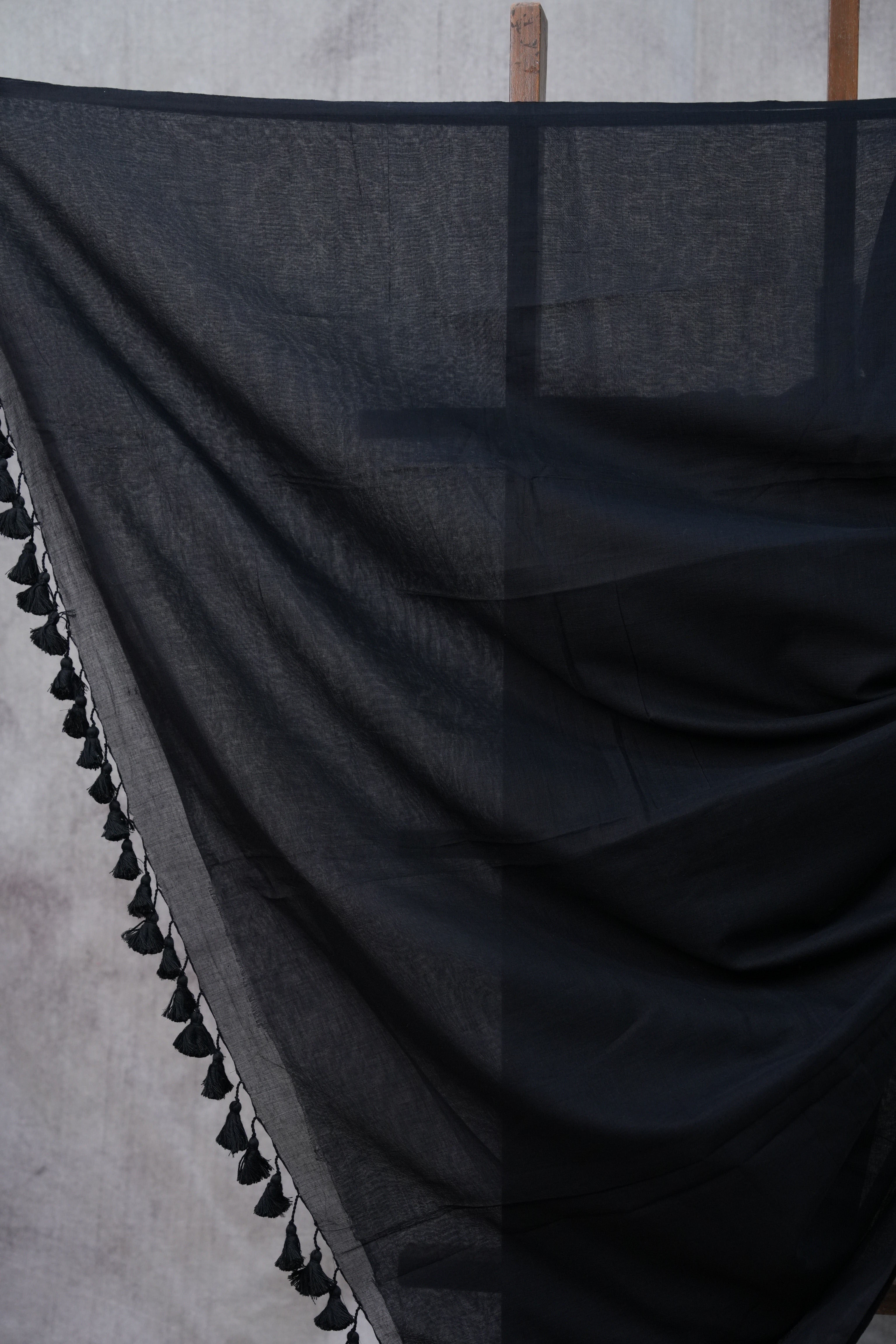 Black Mul Cotton Saree-SRBMCS5