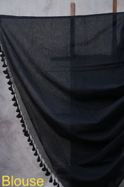 Black Mul Cotton Saree-SRBMCS5