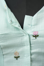 Light Aqua Kota Silk Blouse - SRLAKSB10