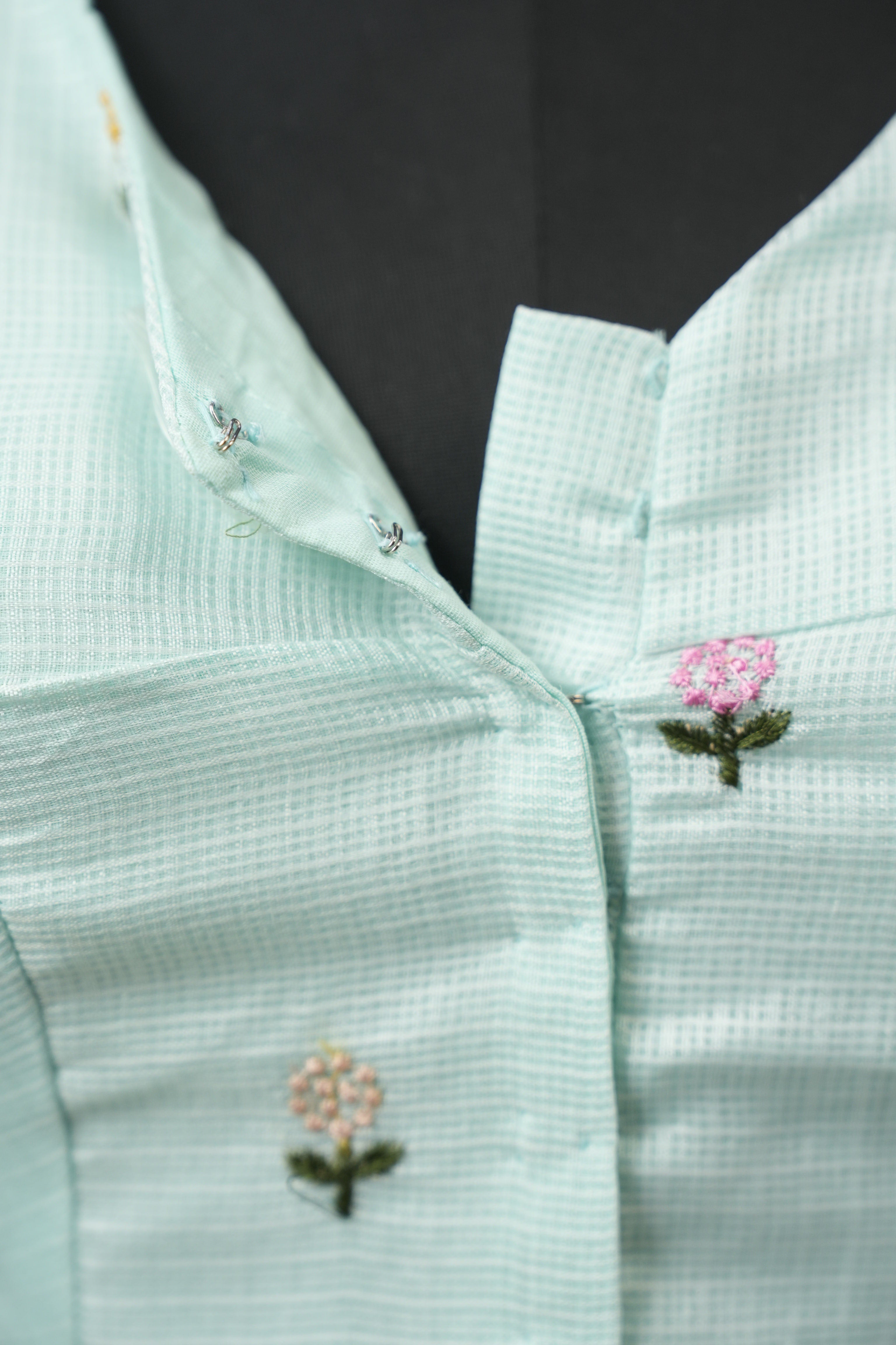 Light Aqua Kota Silk Blouse - SRLAKSB10