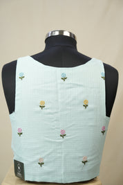 Light Aqua Kota Silk Blouse - SRLAKSB10