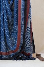 Blue HBP Slub Cotton Saree - SRBSCS2213