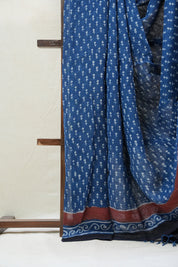 Blue HBP Slub Cotton Saree - SRBSCS2213