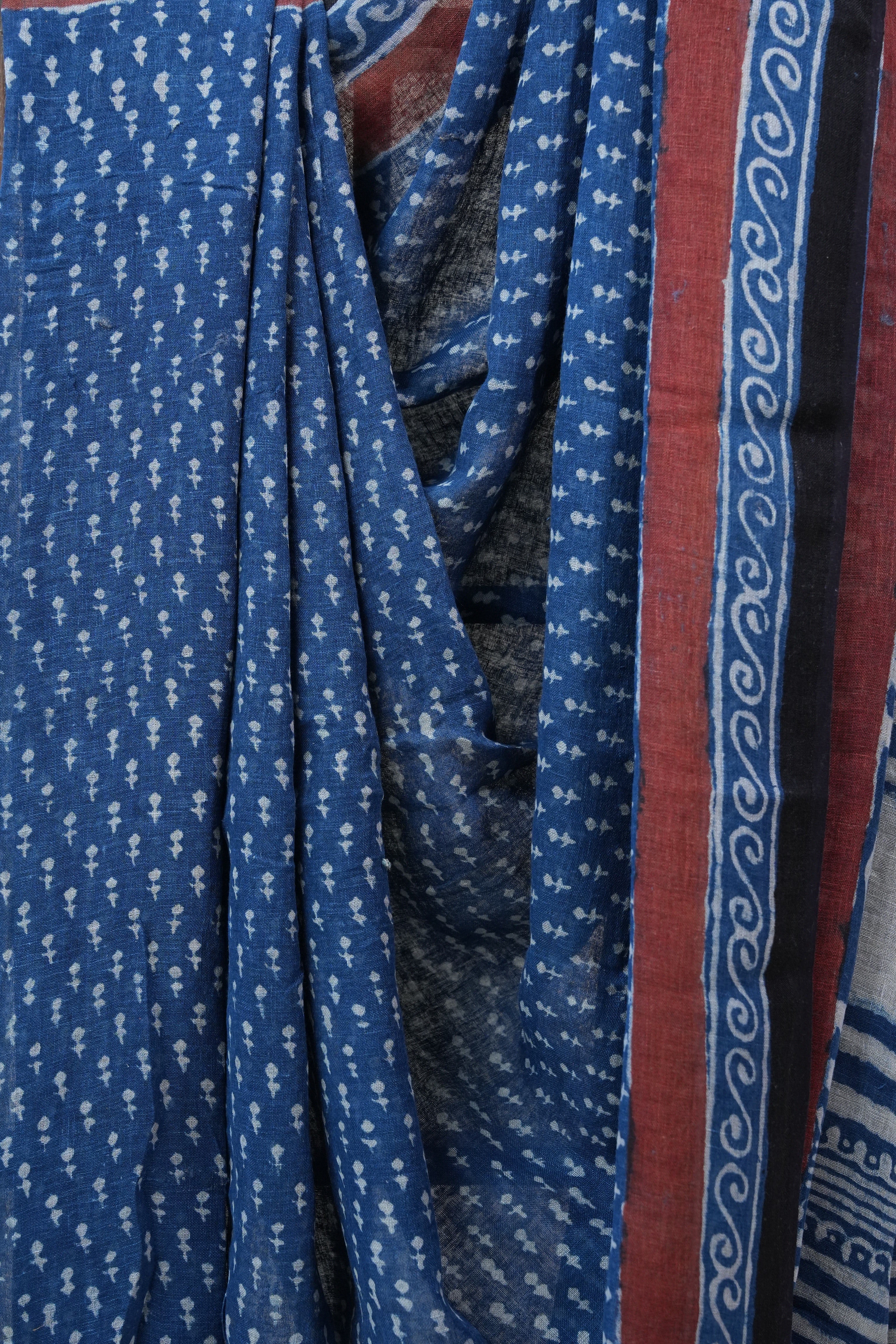 Blue HBP Slub Cotton Saree - SRBSCS2213