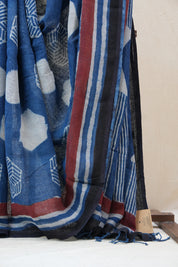 Blue HBP Slub Cotton Saree - SRBSCS2210