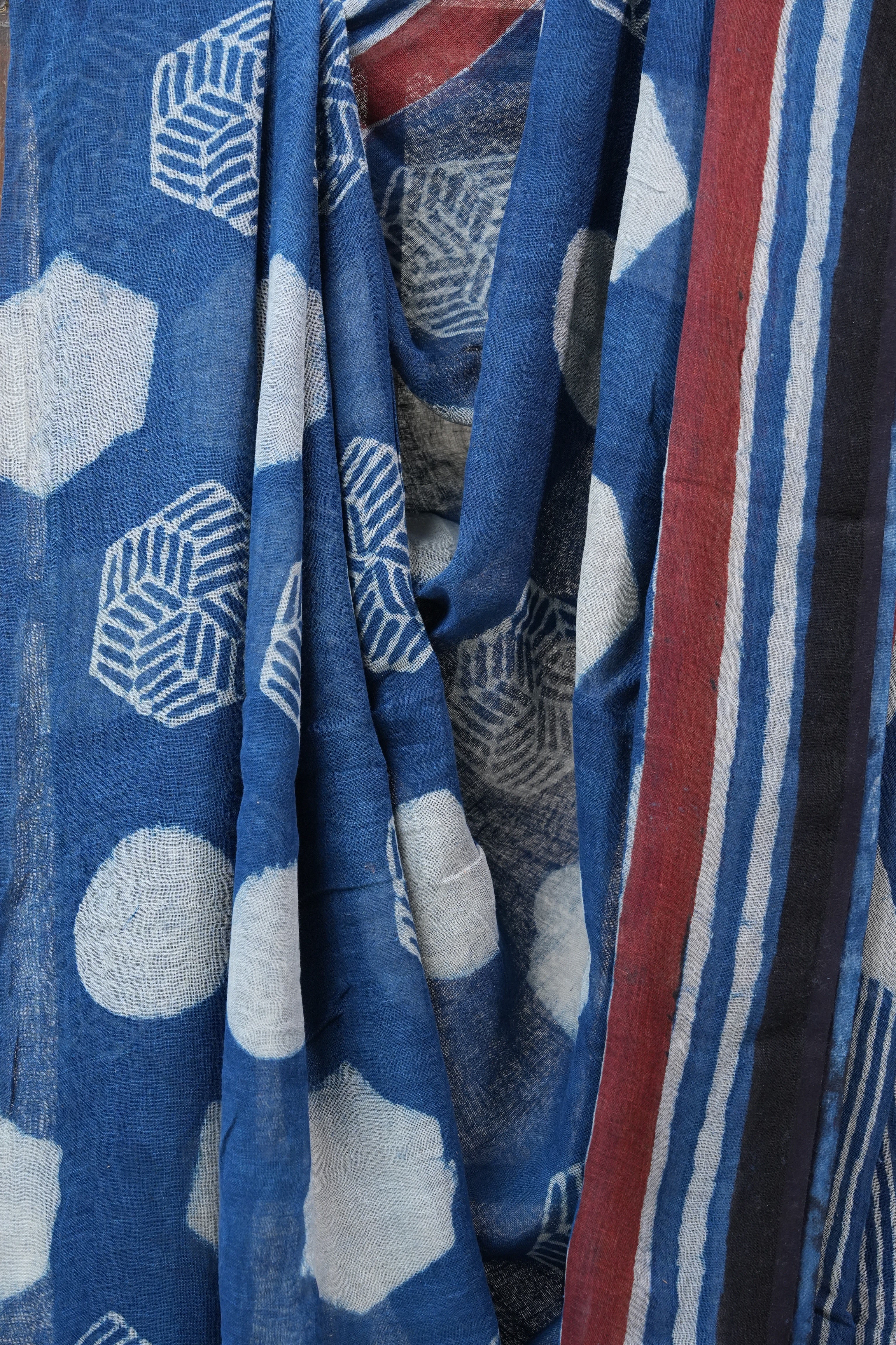 Blue HBP Slub Cotton Saree - SRBSCS2210