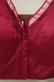 Maroon Sleeveless Khun V-Neck Blouse With Border - SRMKB04