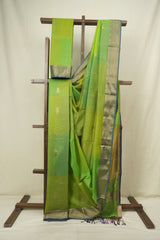 Dual Tone Parrot Green Maheshwari Saree- SRDTPGMS1367