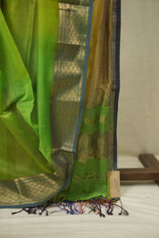 Dual Tone Parrot Green Maheshwari Saree- SRDTPGMS1367