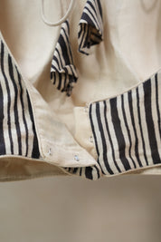 Cream & Black Sleeveless Cotton Round-Neck Blouse - SRCBRNB01